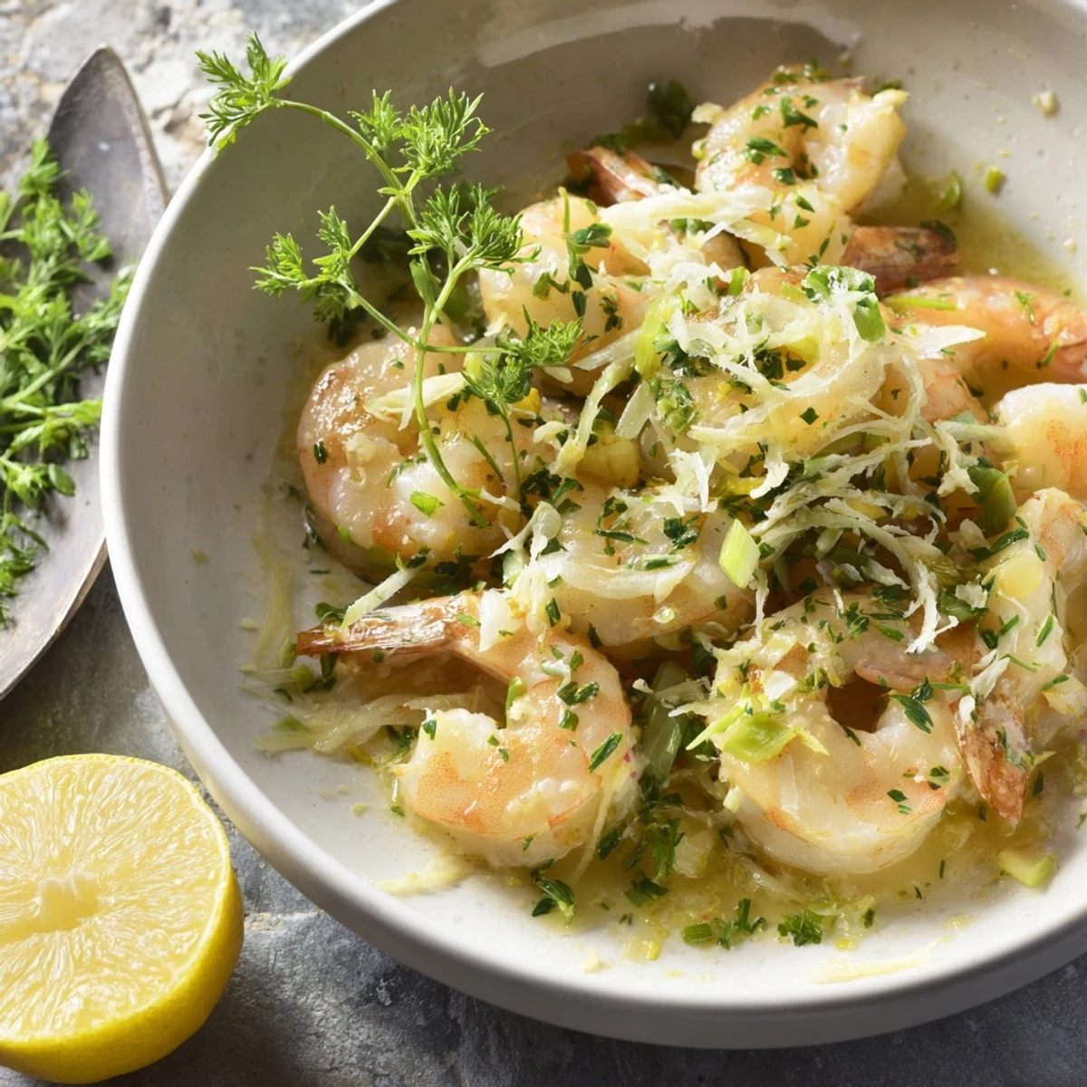 Close-up of Harbor-Style Seared Scallops with vibrant lemon-dill sauce, offering a taste of the coast.