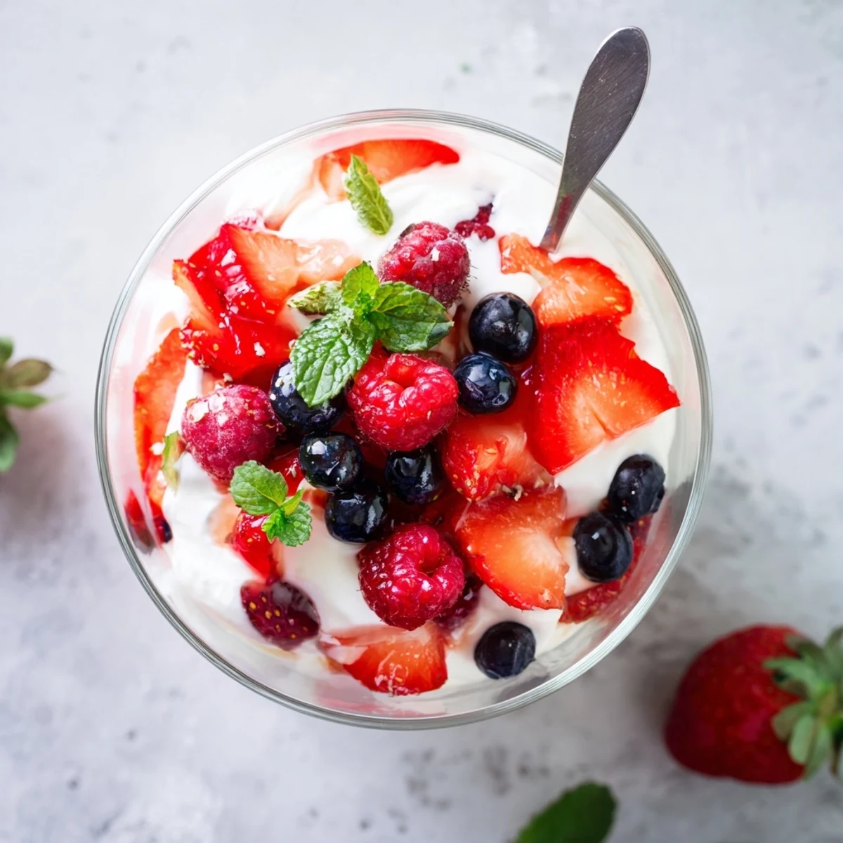 Cool, layered Berry Parfait with fresh berries and pillowy whipped cream, perfect for a light dessert.