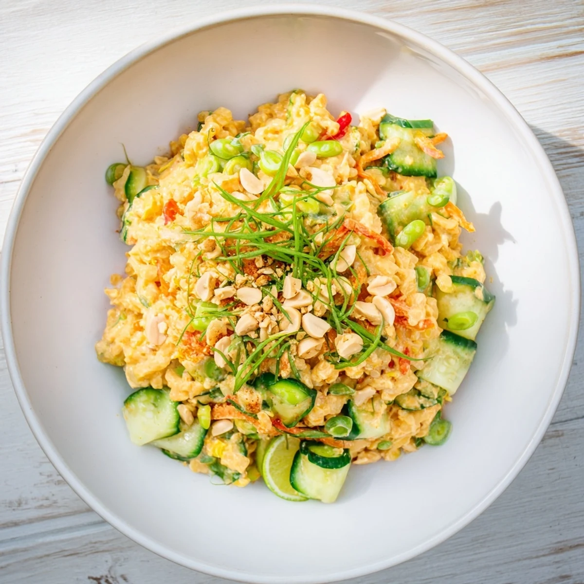 Vibrant Spicy Peanut Noodle Salad with colorful veggies and a creamy, flavorful peanut dressing.