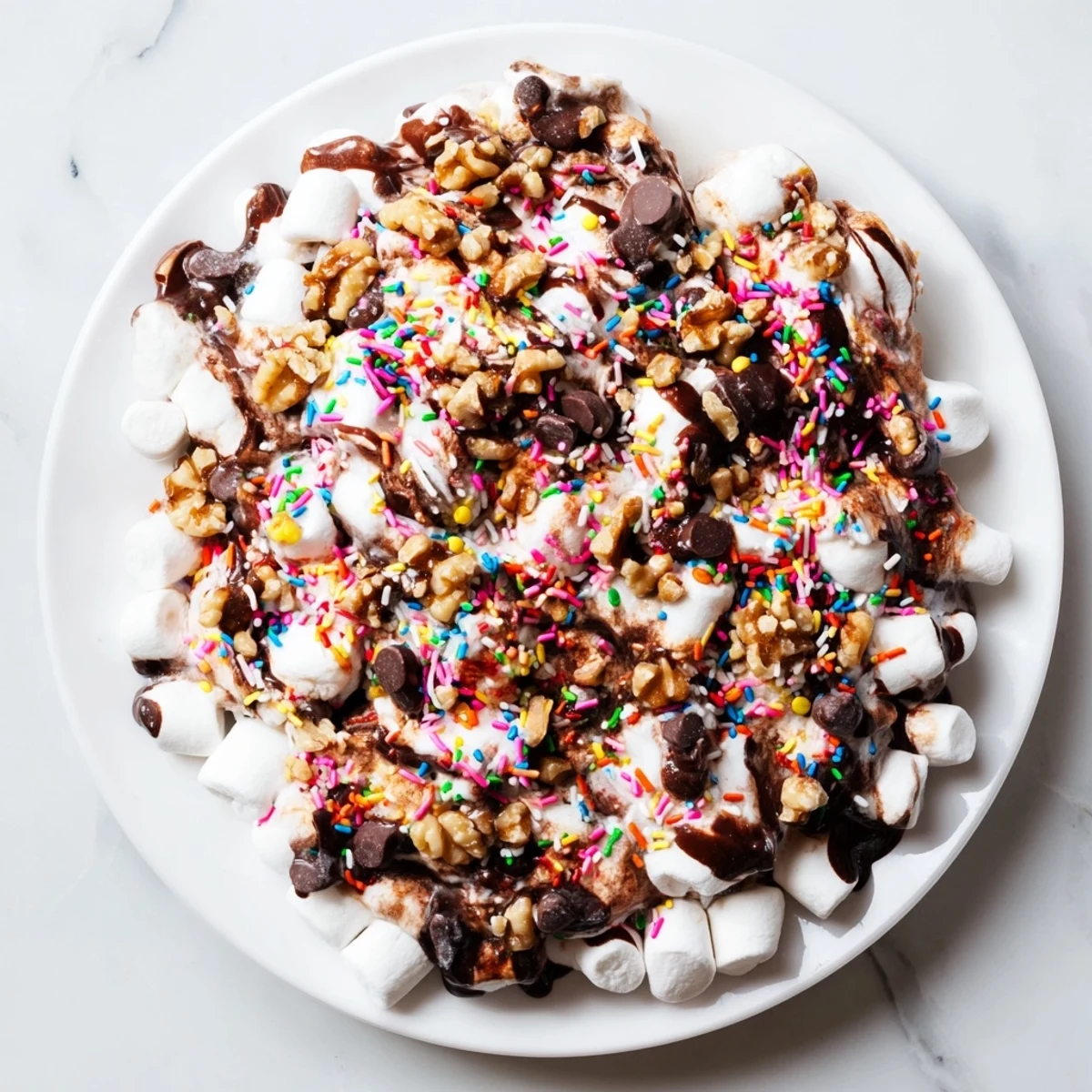 A warm, quick dessert of melted chocolate chips and marshmallows, ready in minutes.