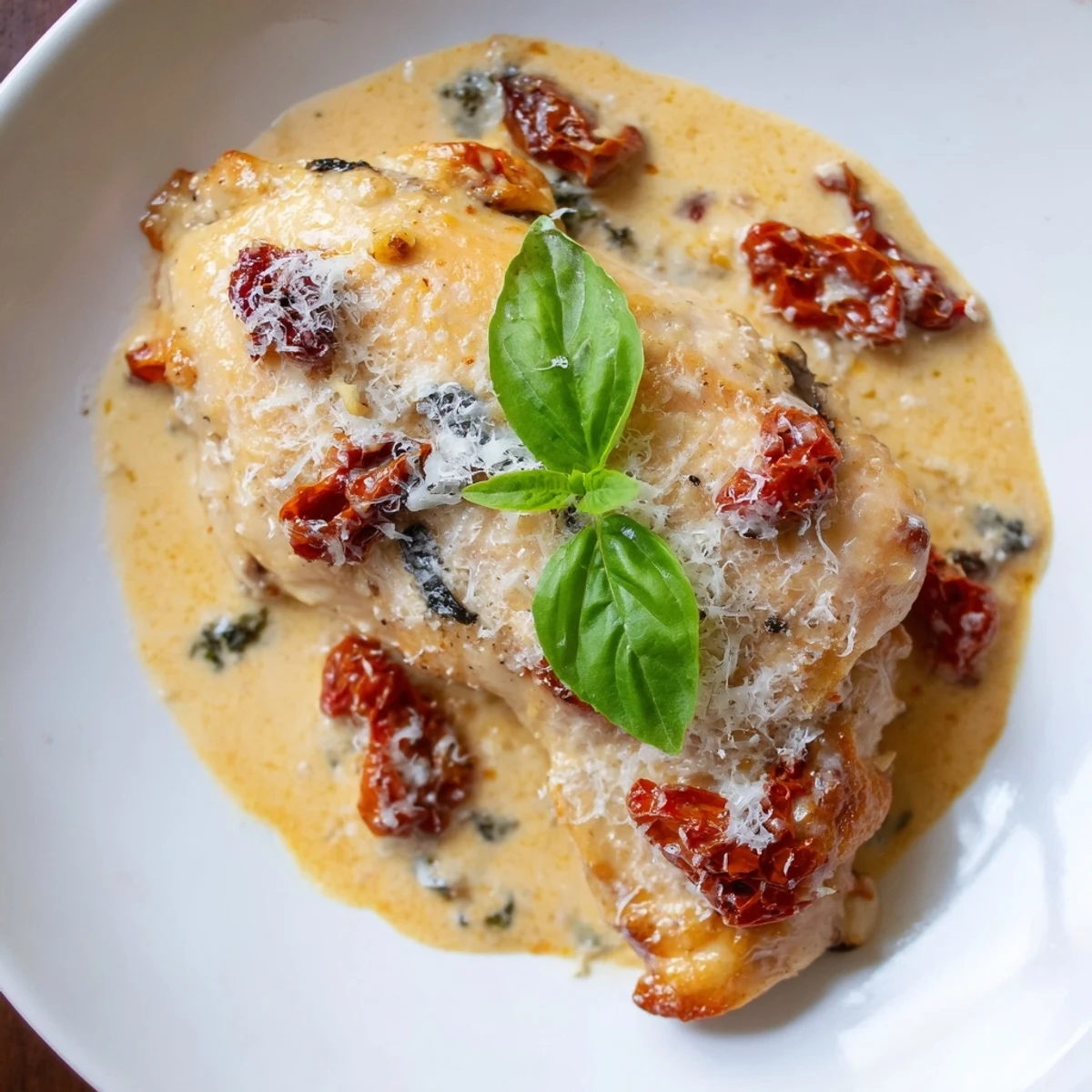 Imagine the flavorful Marry Me Chicken: chicken breasts rest in a sun-dried tomato cream sauce with a Parmesan topping.