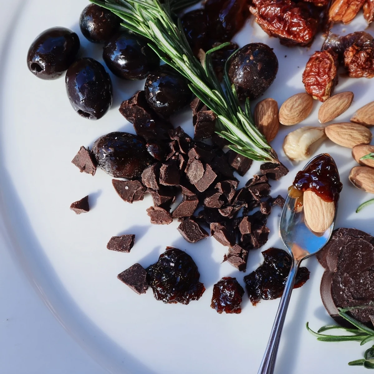 A beautifully arranged Winter Solstice Board, balancing dark olives & figs with Brie and pears.