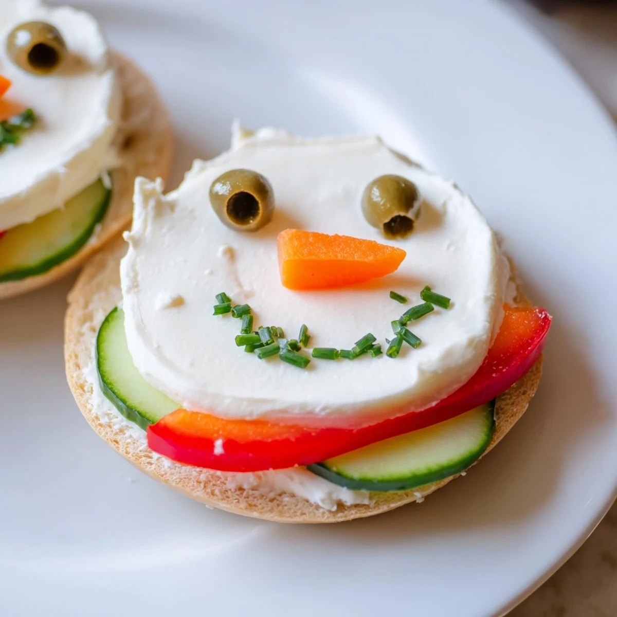 Snowman Mini Bagel Sandwich