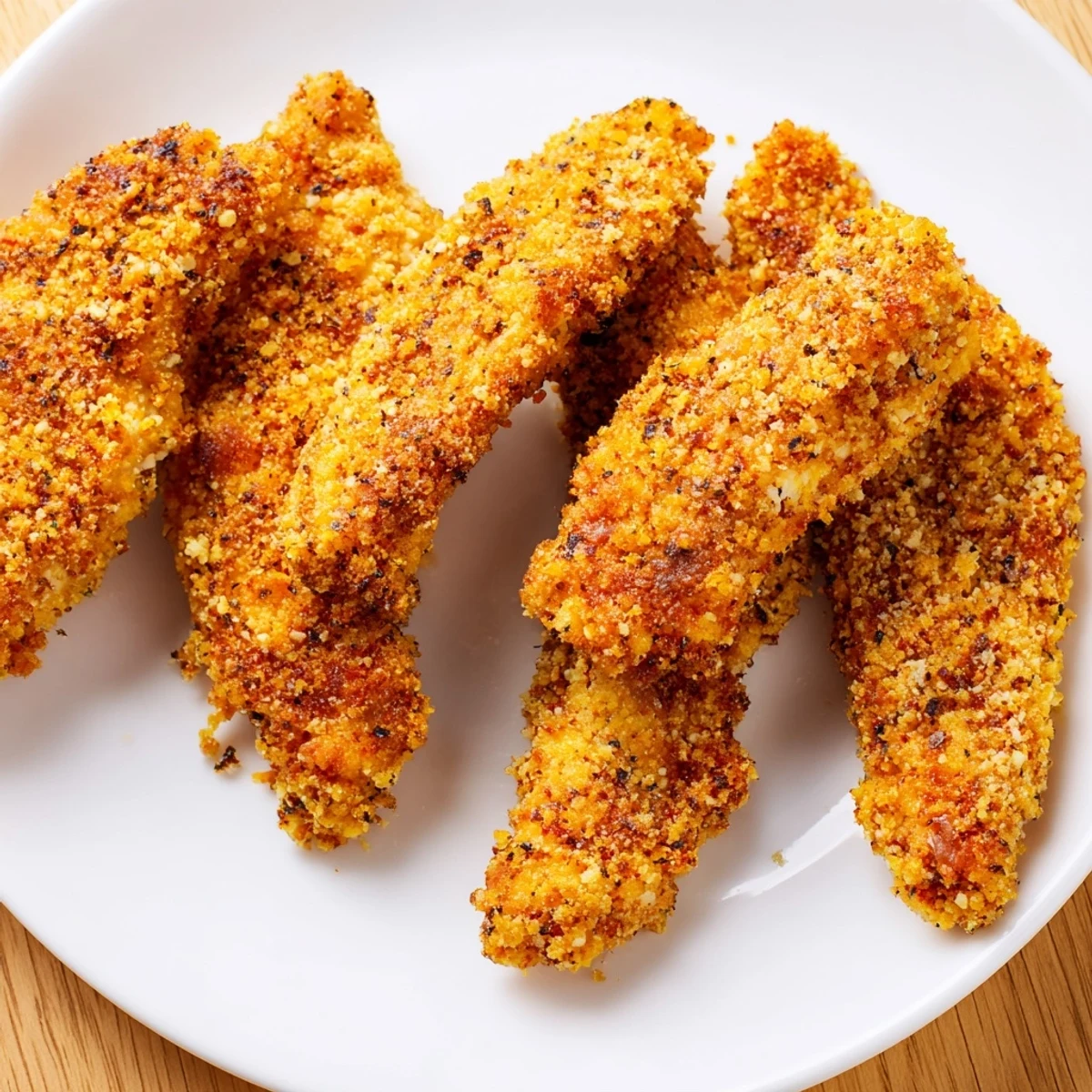 Hot and delicious, these crispy air-fried chicken tenders are a quick and easy American dinner.