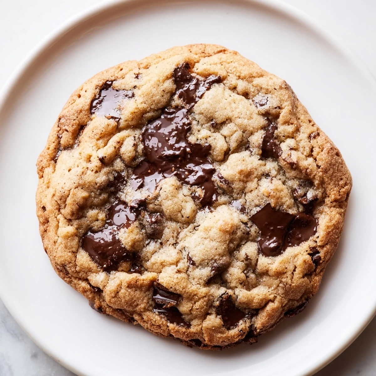 Warm, golden-brown air-fryer chocolate chip cookies fresh from the oven, offering a delightful aroma.