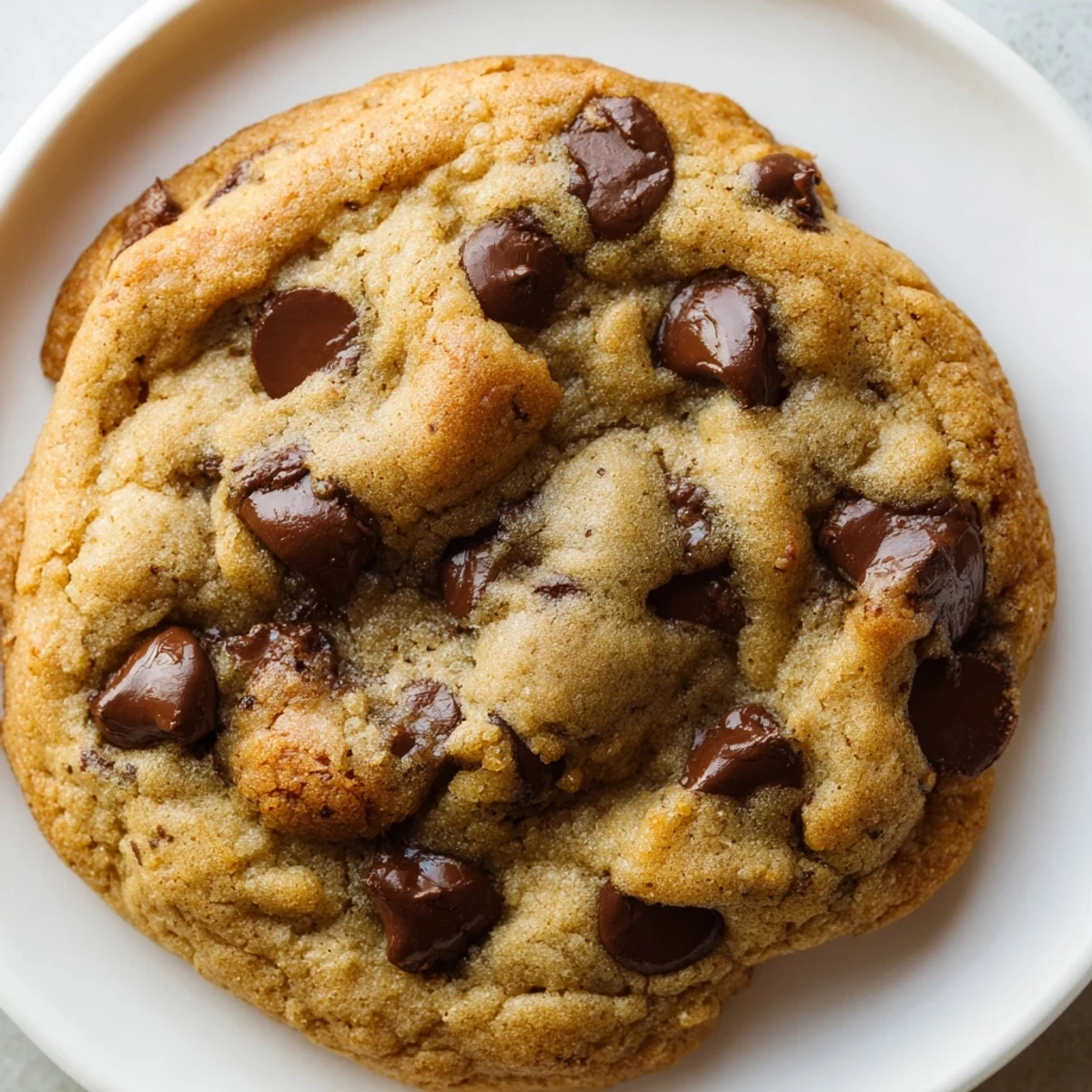 Chewy, homemade air-fryer chocolate chip cookies with melty chocolate chips, ready to enjoy warm.