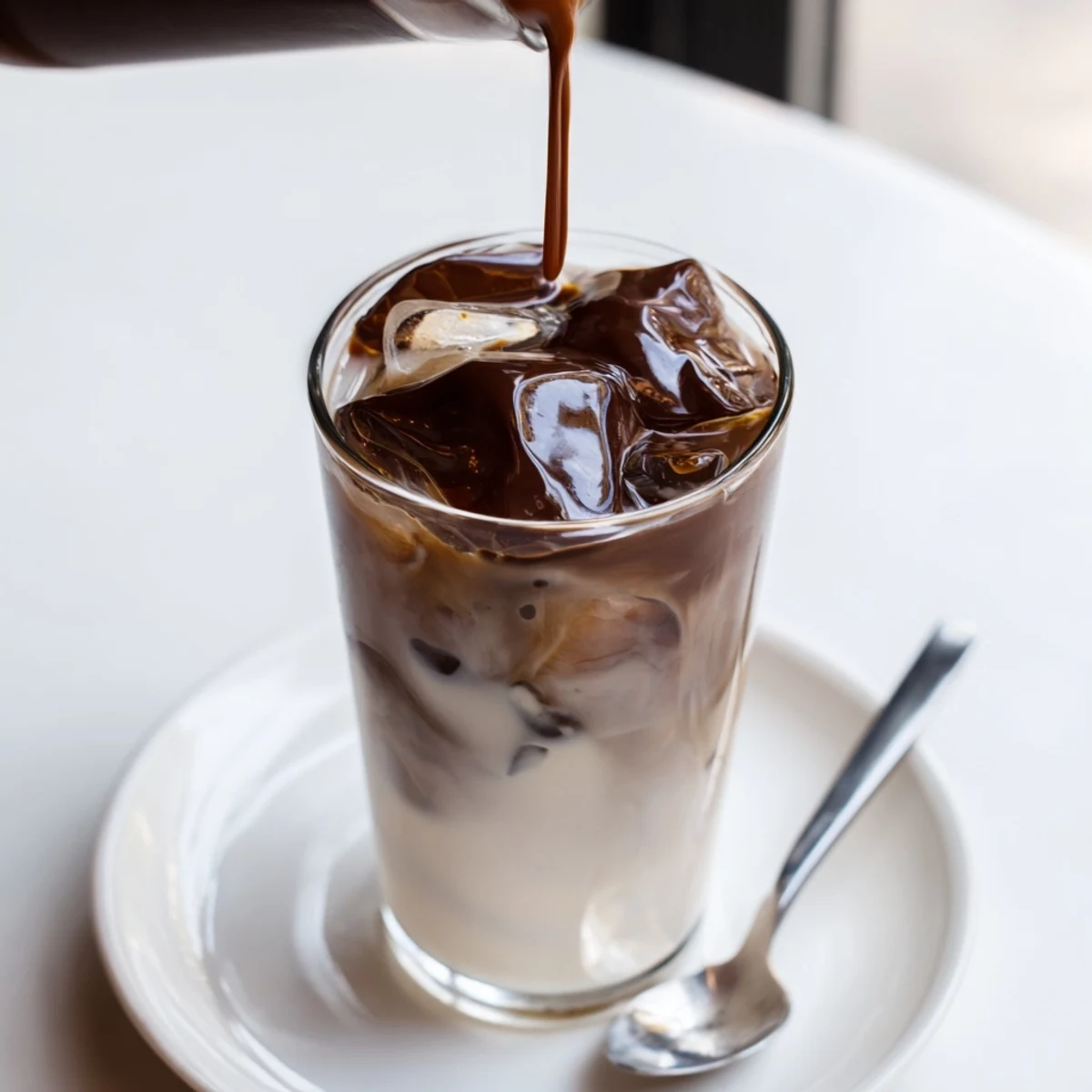 The irresistible Chocolate Cracking Iced Latte, featuring a creamy, cold coffee drink with a rich chocolate crust.