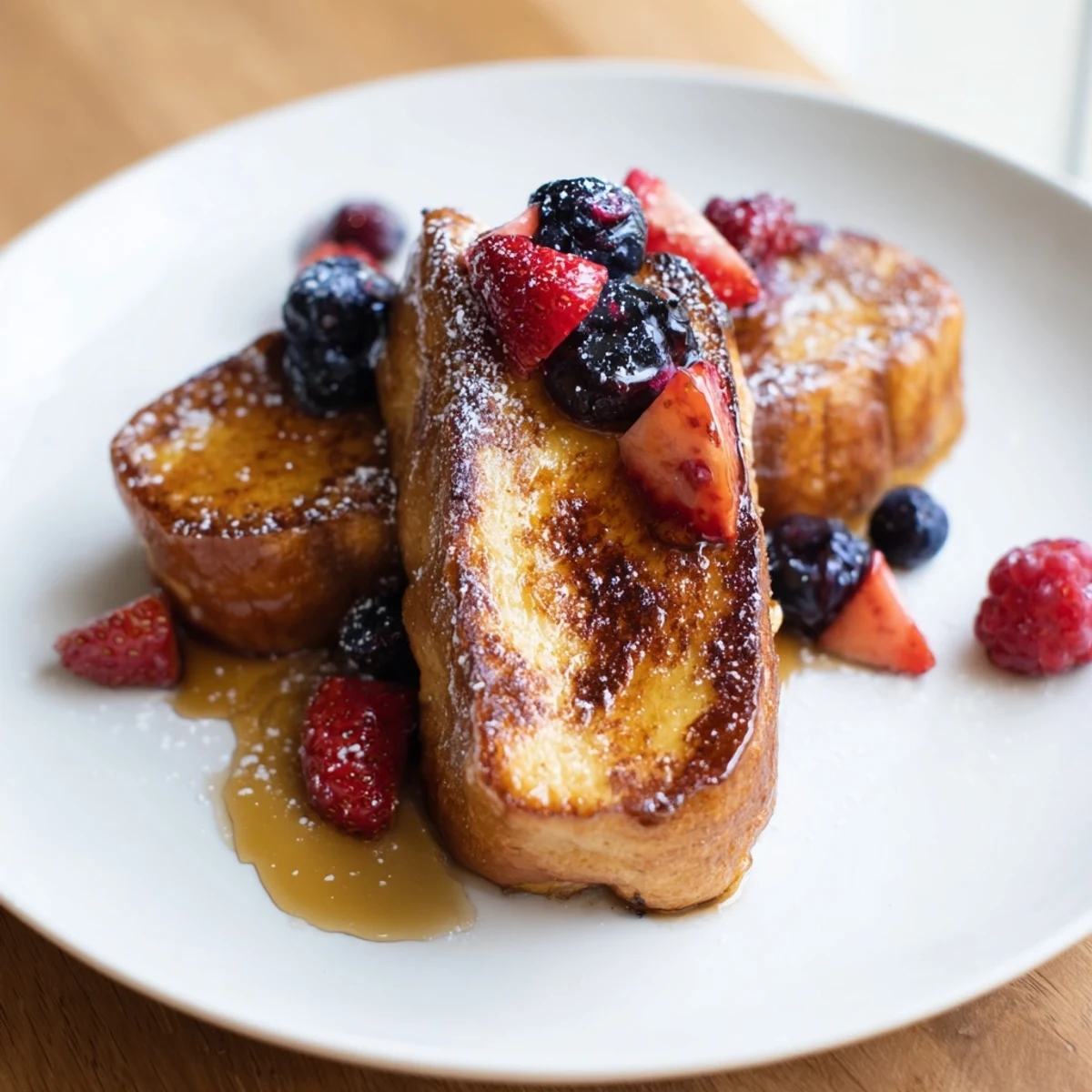 Golden-brown Ice Cream French Toast, a brunch favorite, perfectly caramelized and ready to enjoy.