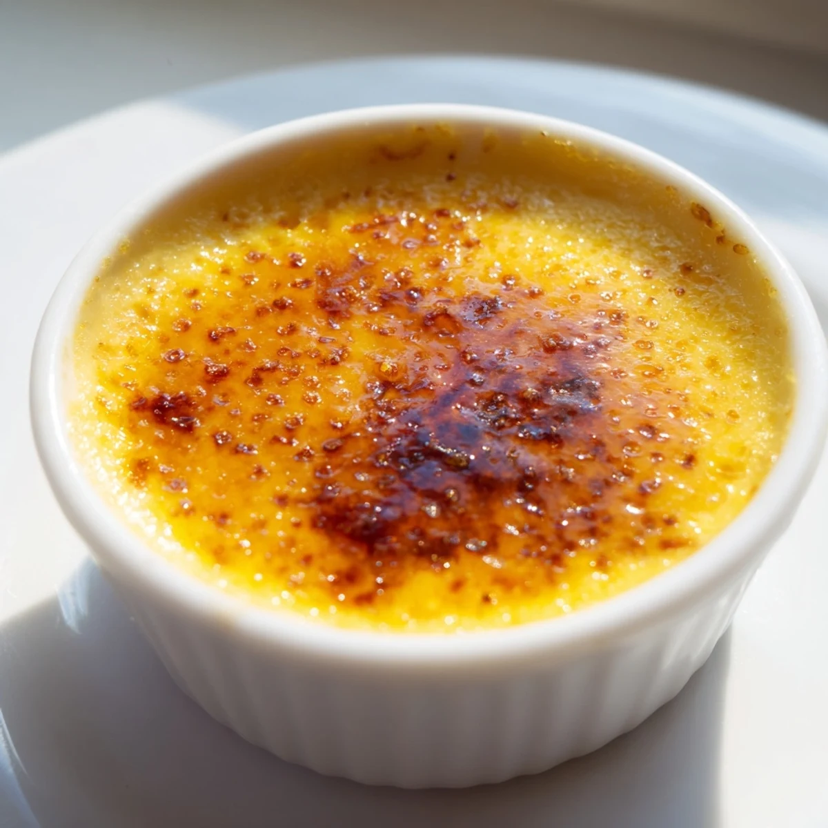 Elegant 3-Ingredient Crème Brûlée, showing the satisfying crack of the caramelized sugar topping.