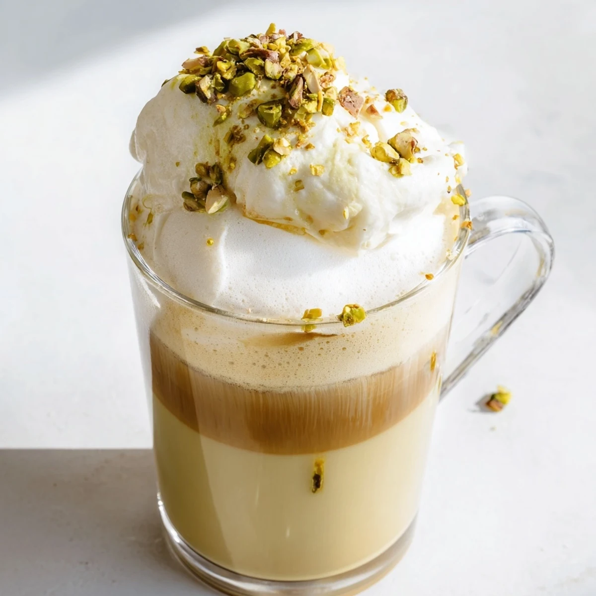 Steaming pistachio milk meets bold espresso in this delicious, frothy Pistachio Latte.