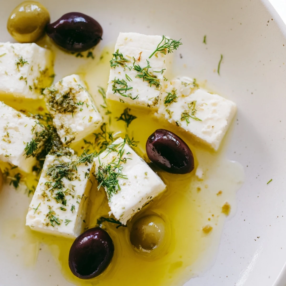 Golden-brown pita bread and creamy feta surround the Turkish Olives & Cheese Board, perfect for dipping.