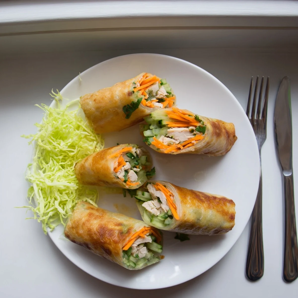 Savory Garlicky Pulled Chicken Wraps plated beside fresh lime wedges and a creamy dipping sauce.