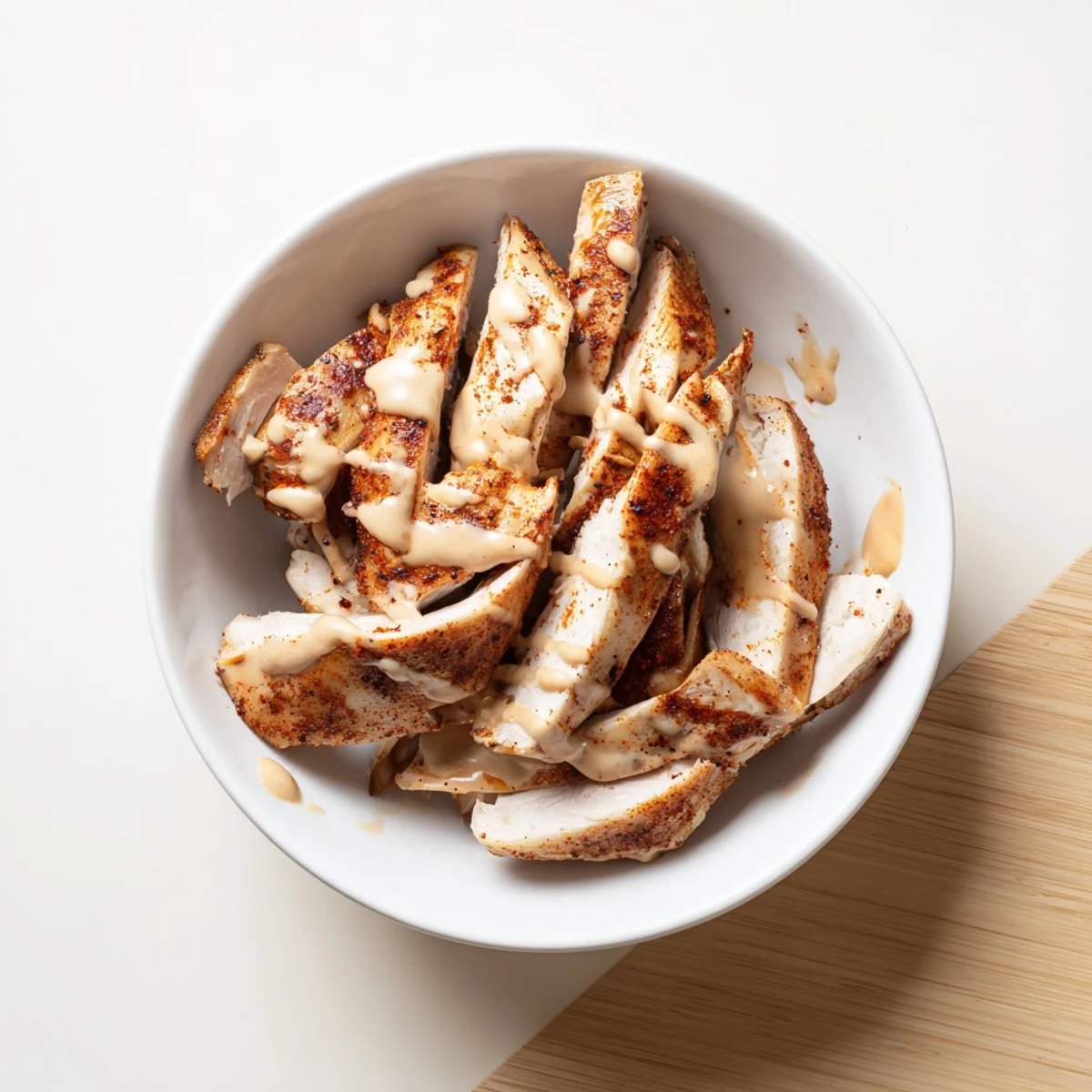 Assembled bowls feature sliced roasted chicken, fluffy farro, chickpeas, and mixed greens, finished with a creamy lemon-tahini sauce.