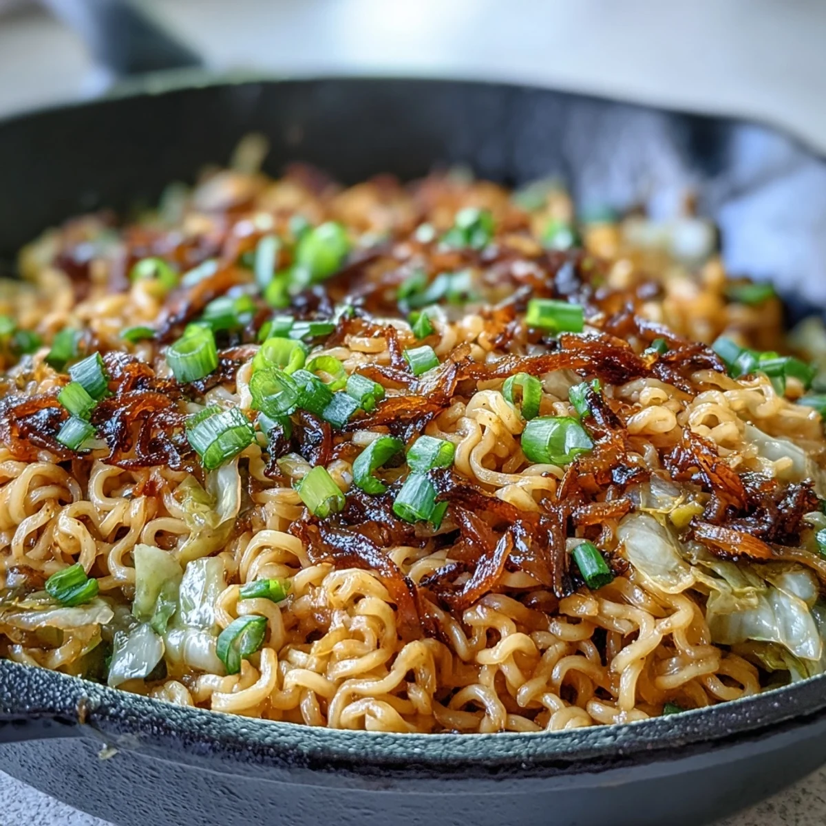This quick stir-fry is served steaming hot in a ceramic bowl for a weeknight meal.