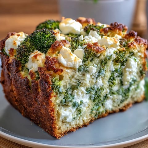 Golden-brown Broccoli and Feta Loaf, a moist savory bake with visible feta crumbles.