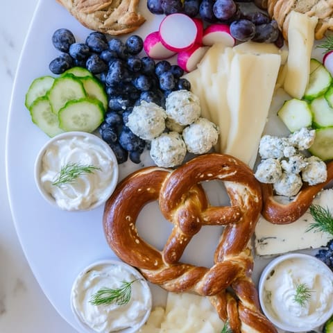 The Anchor Maritime Board displays an inviting charcuterie shape full of fresh fruit and cheese.