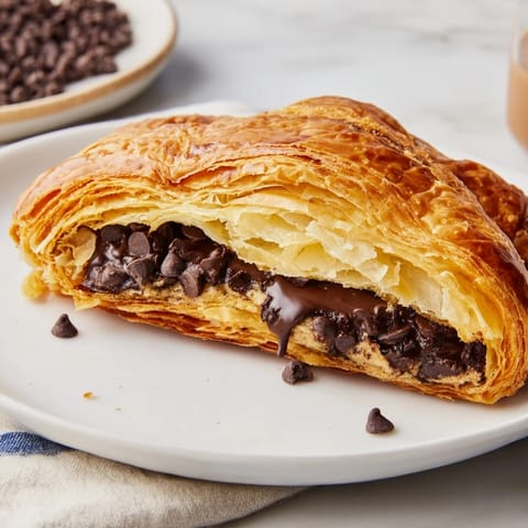 Warm, gooey Chocolate Cookie Croissants, a delicious fusion dessert, filled with chocolate chip cookie dough.