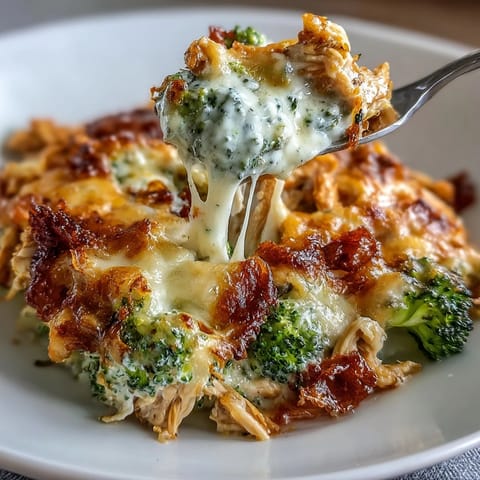 A low-carb, cheesy broccoli chicken bake loaded with garlic, smoked paprika, and bubbling cheddar cheese.  