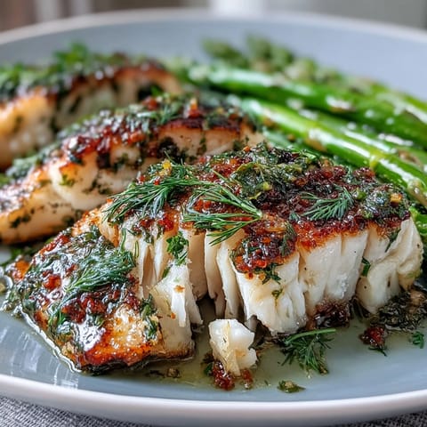 Golden-baked lemon herb tilapia paired with vibrant green asparagus spears, a perfect low-carb meal for weight loss.  