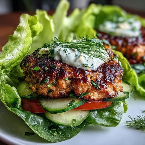 Lightened-Up Turkey Burger Lettuce Wraps with Avocado Ranch, a healthy twist on classic burgers, served with creamy avocado dressing and fresh vegetables. Juicy turkey patties wrapped in crisp lettuce leaves, topped with homemade avocado ranch for a satisfying, gluten-free meal. Flavorful turkey burgers nestled in butter lettuce and drizzled with rich avocado ranch dressing, perfect for a light yet hearty dinner.