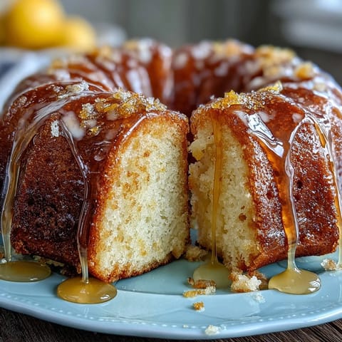 Golden limoncello pound cake topped with glossy lemon glaze and fresh zest, perfect for spring dessert tables.