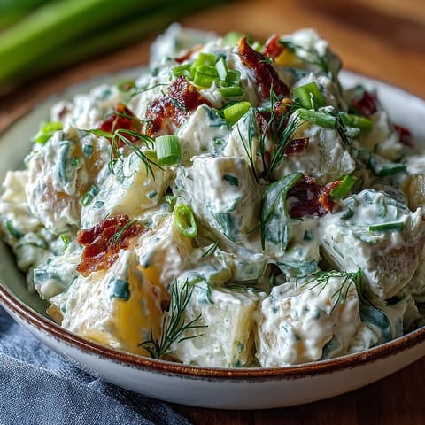 Creamy Juneteenth Soul Food Potato Salad with tangy pickles and mustard.