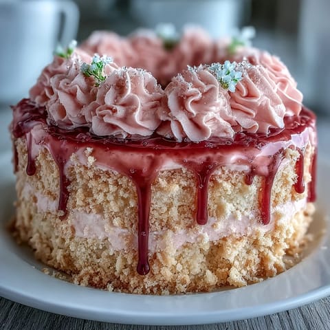 Blush pink bridal shower cake, subtly infused with rosé and finished with gold accents.