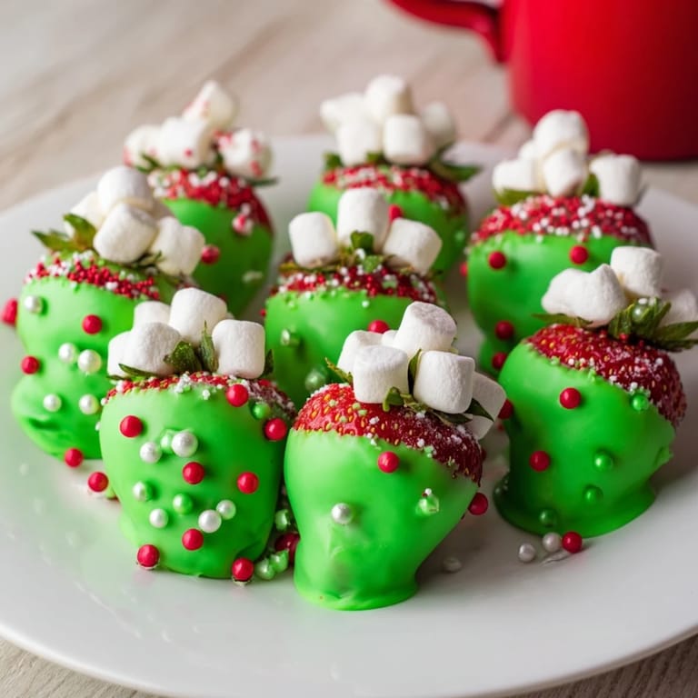 Beautifully decorated Elf Hat Chocolate Dipped Strawberries with colorful sprinkles; a sweet, edible delight.