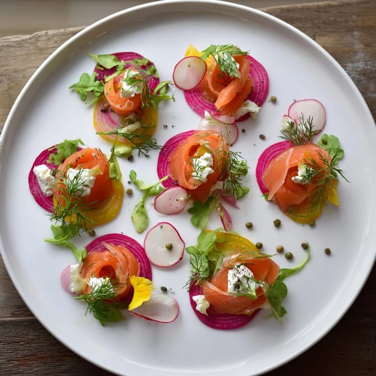 Smoked salmon beautifully arranged on a Winter Harvest Smoked Salmon Board, alongside colorful vegetables and rustic breads.