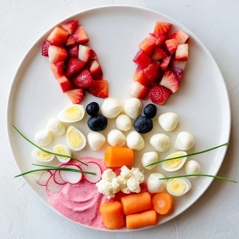 Easter Bunny Silhouette recipe features a cute platter filled with colorful ingredients for a delightful snack.