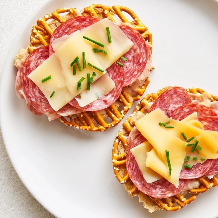 Imagine layers of savory goodness: this Lattice Window appetizer features a pretzel stick lattice.