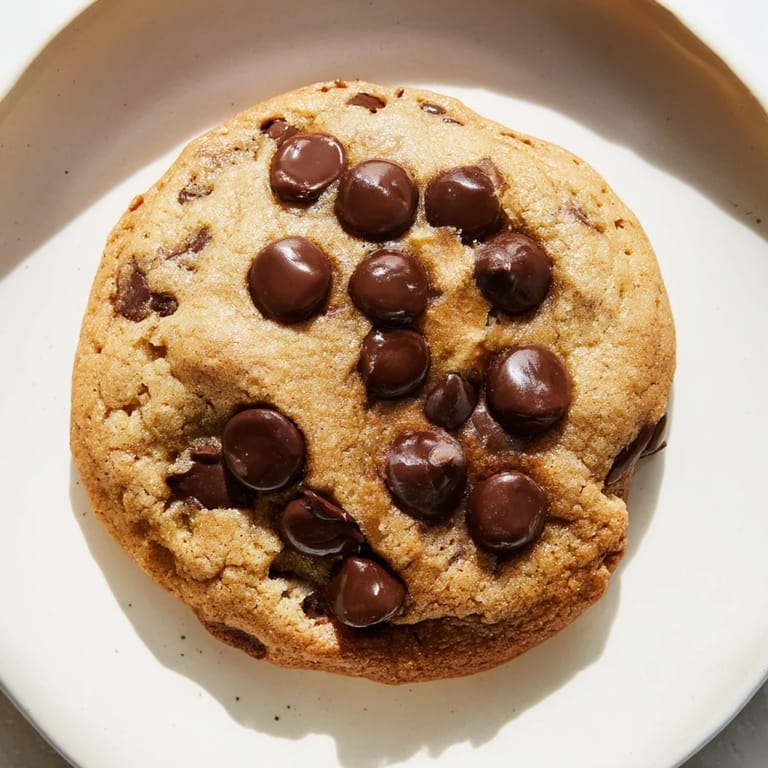 A stack of freshly baked air-fryer chocolate chip cookies, still slightly soft and perfectly sweet.