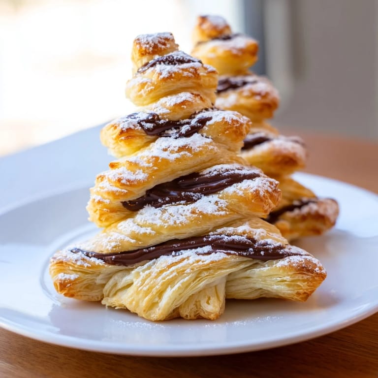 Warm and buttery, these delicious Nutella Pastry Christmas Trees are a quick and easy holiday treat.