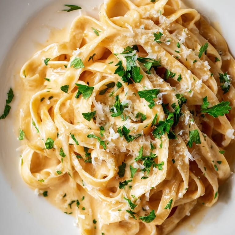 Sriracha Honey Pasta served hot in a skillet, highlighting its sweet-spicy buttery coating.