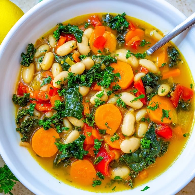 Vibrant Mediterranean White Bean Stew in a rustic bowl, topped with fresh parsley and ready to be enjoyed as a wholesome main dish.