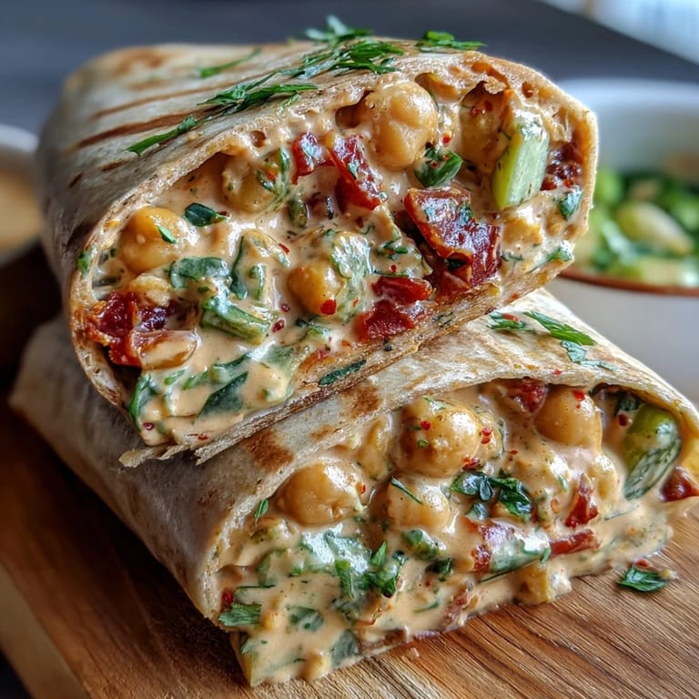 Colorful vegan coconut curry chickpea salad wraps with vibrant vegetables and creamy curry sauce, ideal for light dinners or meal prep.