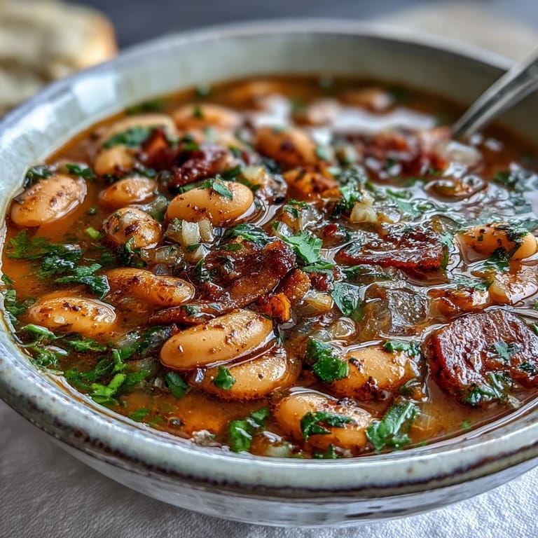 This hearty ham bone bean soup features rich broth, tender navy beans, and smoky paprika, making it an ideal comfort food.