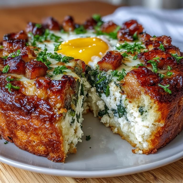 Festive Easter Savory Pie with Hard-Boiled Eggs and Ham: a hearty, golden-crusted pie featuring a rich ricotta filling and vibrant spinach, perfect for spring gatherings.