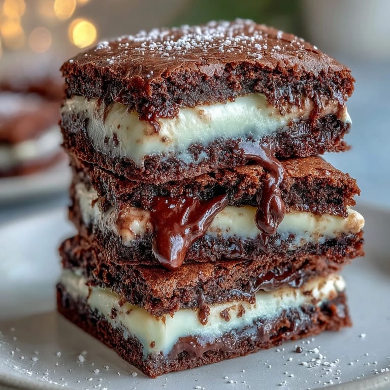 Fudgy brownie cookies filled with smooth cream cheese, perfect for chocolate lovers craving a rich dessert.