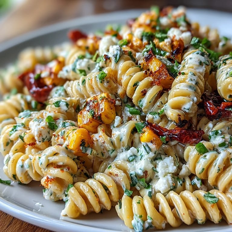 Creamy Elote Corn Pasta with smoky paprika, fresh cilantro, and tangy Cotija, perfect for summer gatherings or light dinners.