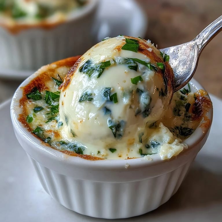 Elegant French-style eggs en cocotte with parmesan, thyme, and rich cream for a festive brunch.