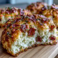 Hearty breakfast protein biscuits loaded with ham, cheese, and spinach, perfect for high-protein mornings.  