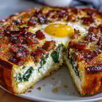 Easter Savory Pie with Hard-Boiled Eggs and Ham: golden flaky pastry filled with creamy ricotta, spinach, diced ham, and whole eggs baked to perfection.