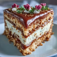 Taurus Cake: Floral Earth-Tone Butterscotch Layer Cake with edible flowers and gold leaf