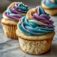 Bright Gemini birthday cupcakes showcasing vibrant dual-tone frosting swirls.